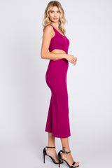 Magenta Sleeveless Side Cutout Midi Dress