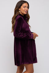 Plum Velvet Button Down Maternity Dress