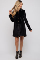 Black Velvet Button Down Maternity Dress