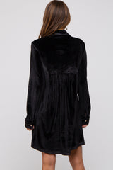 Black Velvet Button Down Dress