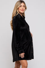 Black Velvet Button Down Maternity Dress