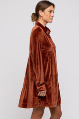 Rust Velvet Button Down Dress