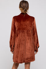 Rust Velvet Button Down Dress