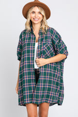 Forest Green Plaid Oversized Mini Dress