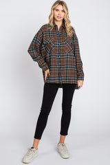 Mocha Plaid Maternity Flannel Top