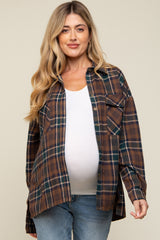 Mocha Plaid Maternity Flannel Top