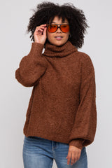 Brown Knit Turtle Neck Sweater