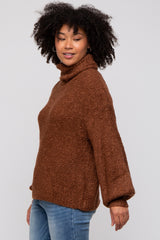 Brown Knit Turtle Neck Sweater