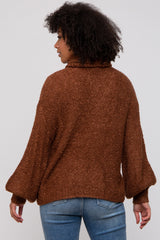 Brown Knit Turtle Neck Sweater