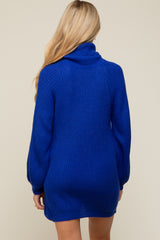 Royal Blue Turtleneck Maternity Sweater Mini Dress