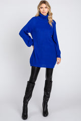 Royal Blue Turtleneck Sweater Mini Dress