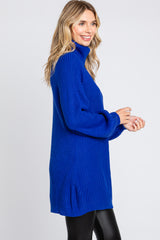 Royal Blue Turtleneck Sweater Mini Dress