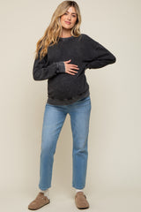 Black Faded Long Sleeve Maternity Top