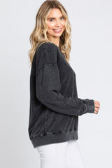 Black Faded Long Sleeve Top