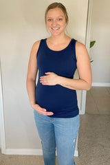 Navy Blue Basic Seamless Maternity Tank