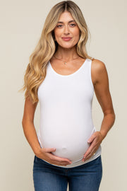 White Basic Seamless Maternity Tank