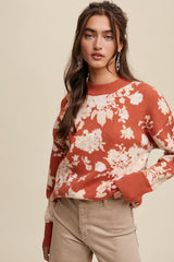 Rust Floral Maternity Sweater