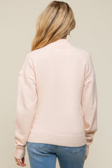 Light Pink Sequin Knit Mock Neck Maternity Sweater