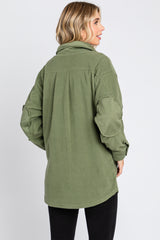 Olive Fleece Double Front Pocket Jacket