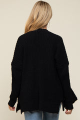 Black Brushed Chenille Knit Maternity Cardigan