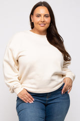 Ivory Soft Knit Fleece Lined Maternity Plus Sweatshirt