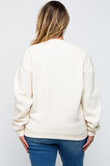 Ivory Soft Knit Fleece Lined Maternity Plus Sweatshirt