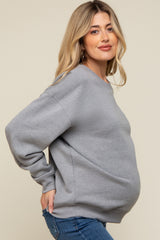 Heather Grey Soft Knit Fleece Lined Maternity Sweatshirt