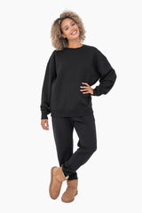 Black Soft Knit Fleece Lined Sweatshirt