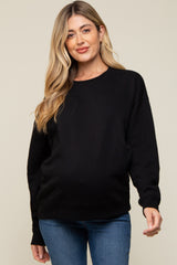 Black Soft Knit Fleece Lined Maternity Sweatshirt