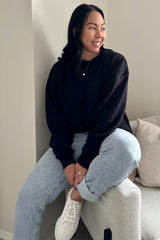 Black Soft Knit Fleece Lined Sweatshirt