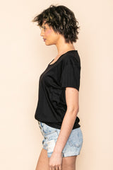 Black Scoop Neck Basic Tee