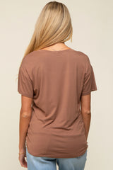 Mocha Scoop Neck Basic Maternity Tee