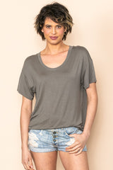 Olive Scoop Neck Basic Maternity Tee