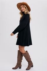 Black Turtleneck Long Sleeve Sweater Dress