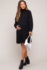 Black Turtleneck Long Sleeve Maternity Sweater Dress