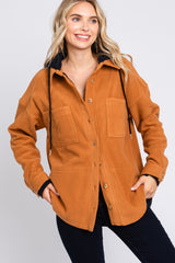 Camel Soft Hooded Maternity Shacket