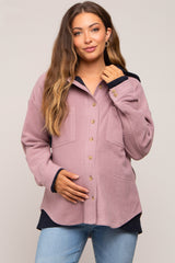 Mauve Soft Hooded Maternity Shacket