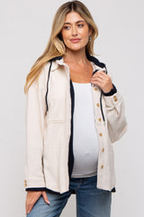 Ivory Soft Hooded Maternity Shacket