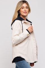 Ivory Soft Hooded Maternity Shacket