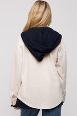 Ivory Soft Hooded Maternity Shacket