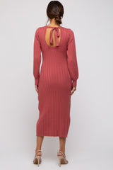 Rust Back Tie Maternity Sweater Dress