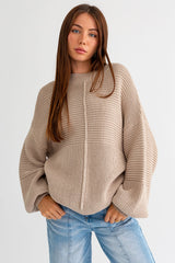 Beige Ribbed Maternity Sweater