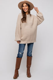 Beige Ribbed Maternity Sweater