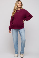 Burgundy Ribbed Maternity Sweater