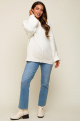 White Ribbed Maternity Sweater