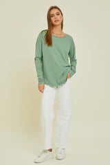 Green Long Sleeve Curved Hem Maternity Top