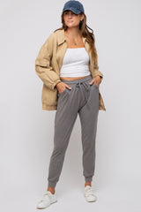 Grey Ultra Soft Knit Drawstring Maternity Joggers