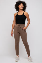 Mocha Ultra Soft Knit Drawstring Joggers