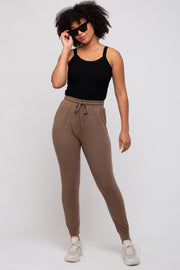 Mocha Ultra Soft Knit Drawstring Joggers