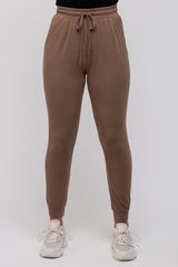 Mocha Ultra Soft Knit Drawstring Joggers